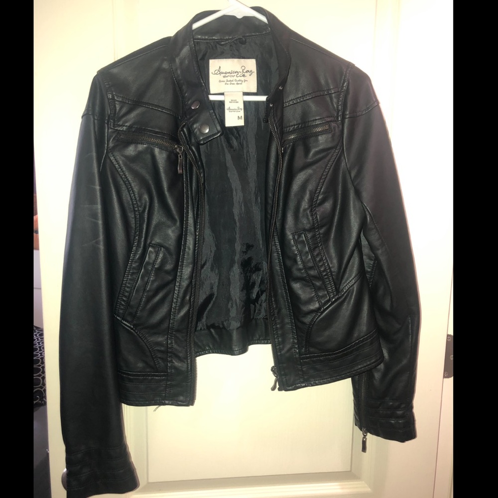 Black leather jacket from Macy’s WORN ONCE!